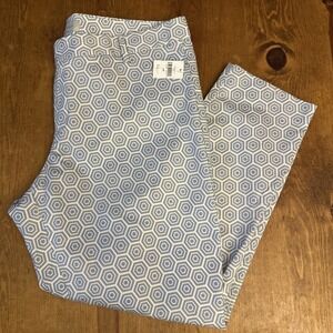 Gap Slim Cropped Stretch‎ Mid Rides Pants Womens Size 16 Geometric Blue White